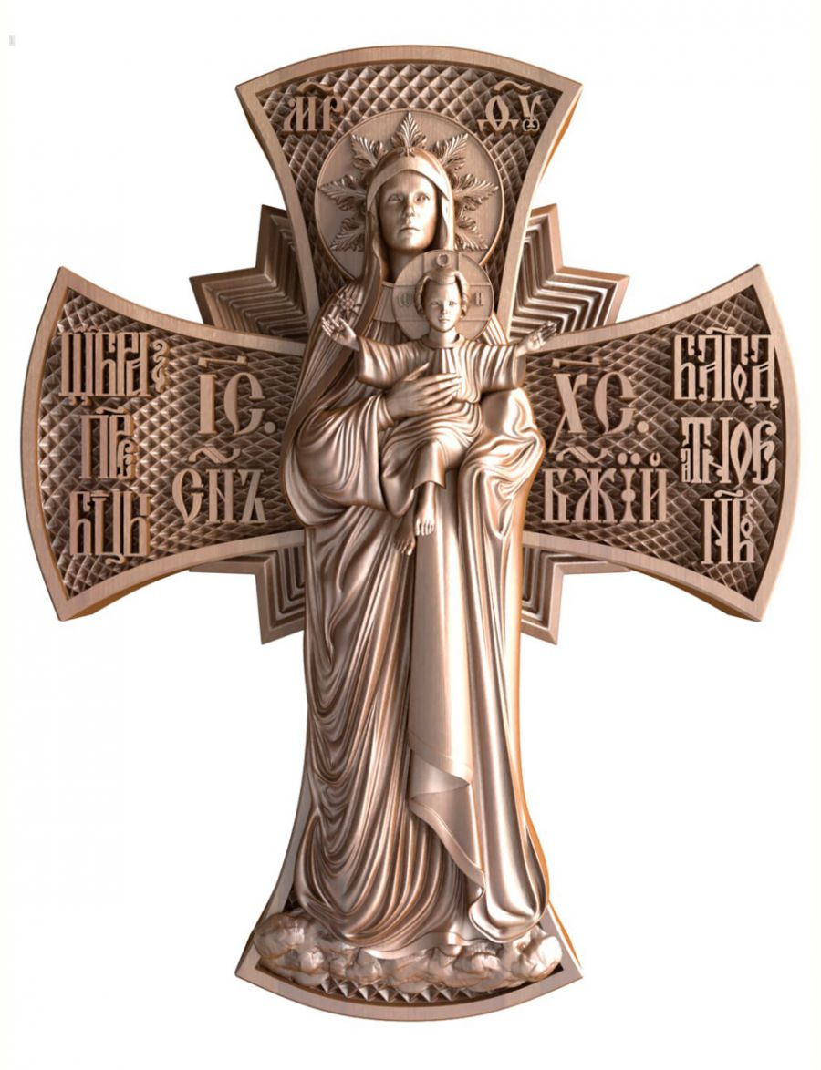 Деревянная резная икона «Богородица Благодатное небо» бук 28 x 23 см