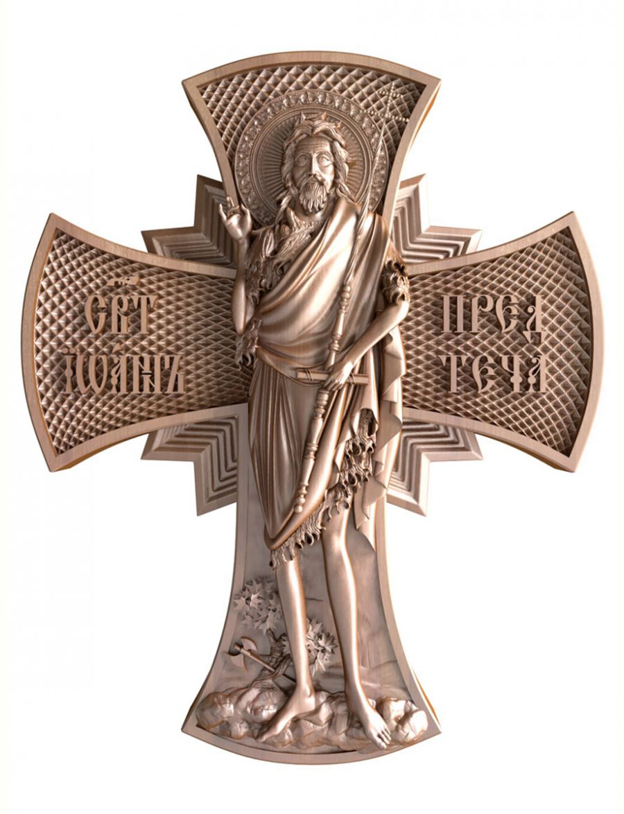 Деревянная резная икона «Святой Иоанн Предтеча» бук 57 x 45 см