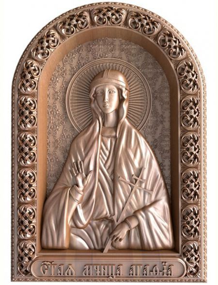 Деревянная резная икона «Святая мученица Агафия» бук 57 x 40 см