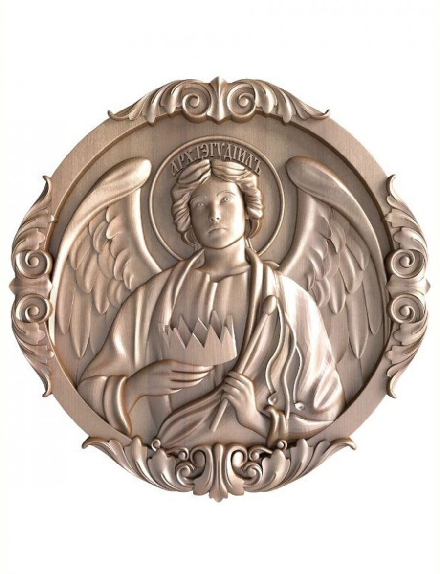 Деревянная резная икона «Архангел Иегудиил» бук 19 x 19 см