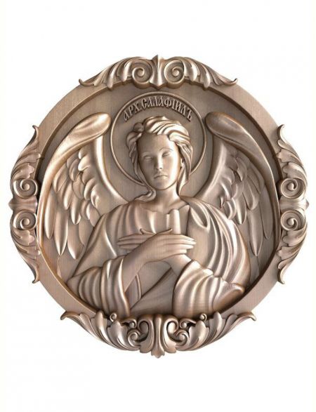 Деревянная резная икона «Архангел Селафиил» бук 9 x 9 см