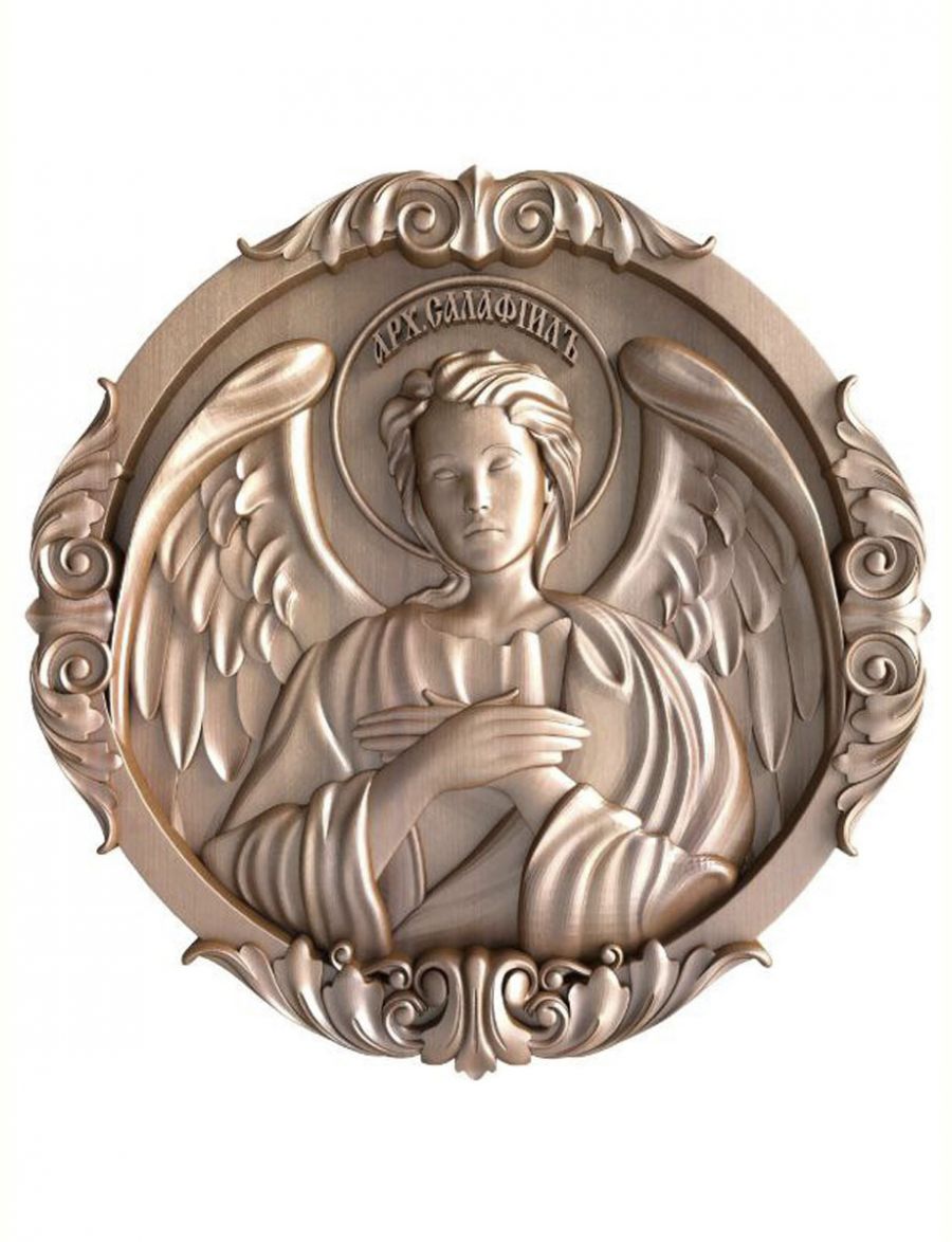 Деревянная резная икона «Архангел Селафиил» бук 19 x 19 см