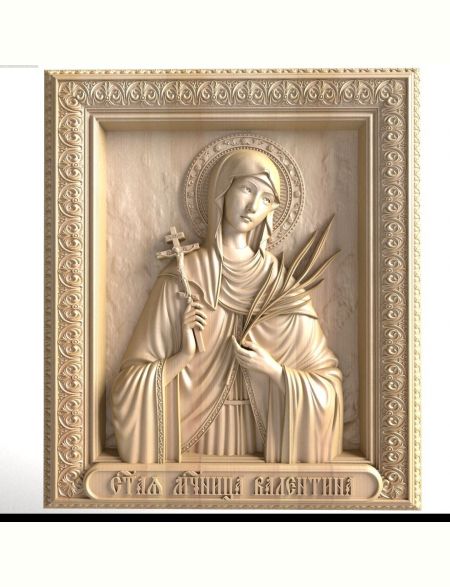 Деревянная резная икона «Святая мученица Валентина» бук 28 x 23 см