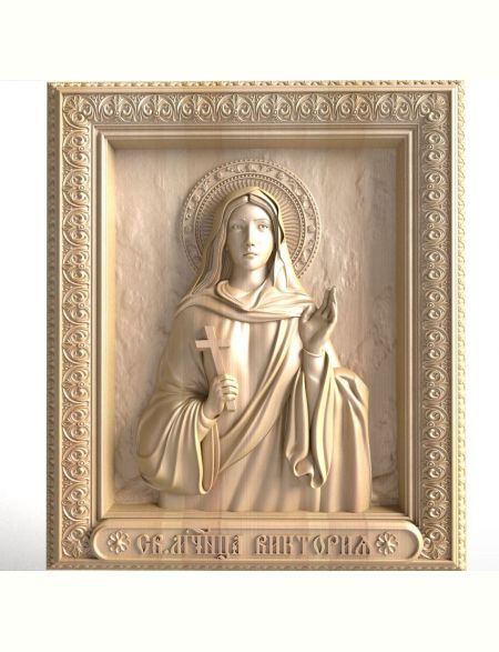 Деревянная резная икона «Святая мученица Виктория» бук 57 x 45 см